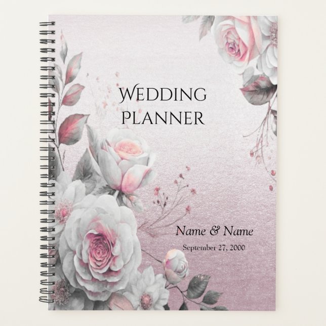 Organisateur de mariage floral blanc rose (Devant)