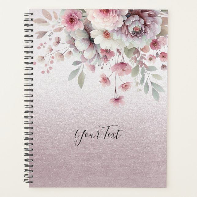 Organisateur de mariage floral rose blanc moderne (Devant)