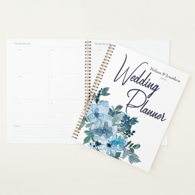 Organisateur de mariage floral Roses pastel bleu m (Devant avec enveloppe)