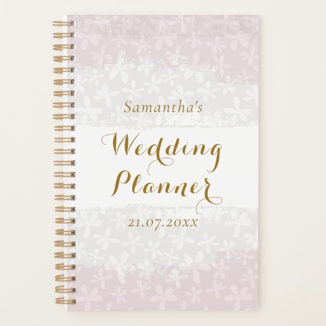 Organisateur de mariage moderne floral rose poudré (Devant)
