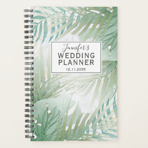 Organisateur de mariage vert sauge feuillage tropi