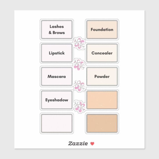 Organisation de maquillage Vanity Vinyl Étiquettes (Feuille)