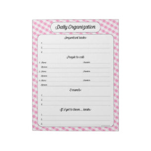 Organisation täglich - Pink Gingham Notepad Notizblock