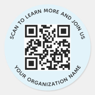 Organisations-QR-Code-Aufkleber Rund Hellblau Runder Aufkleber