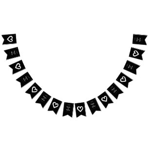Organisch minimalist natürliche Hochzeit Schwarz E Wimpelkette