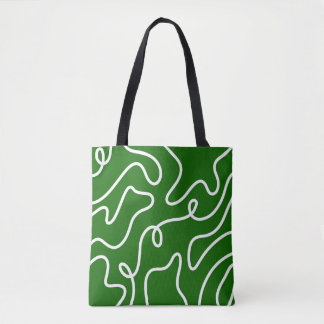 Organische Flüssigkeitslinien-Kunst Waldgrün Welle Tasche