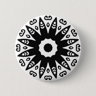 Organische Geometrie 01 - Schwarz auf Weiß Button