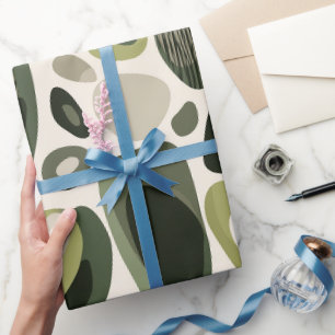 Organische Natur Grüne Olive Beige Abstrakte Struk Geschenkpapier