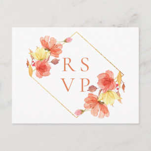 Organische Sonnenuntergangs-Blumen-Hochzeit RSVP S Einladungspostkarte