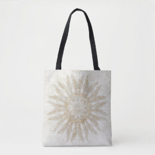 Organischer Boho-Stil Sonnenstrahlen-Mandala golde Tasche
