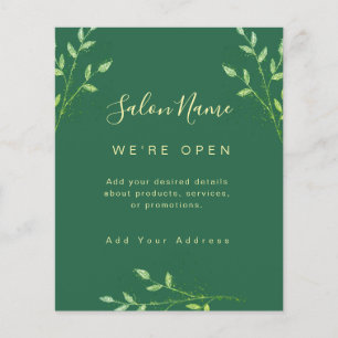 Organisches grünes botanisches Salon-Schild elegan Flyer