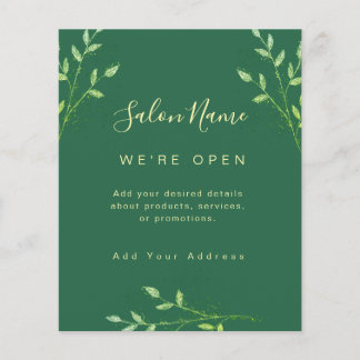 Organisches grünes botanisches Salon-Schild elegan Flyer