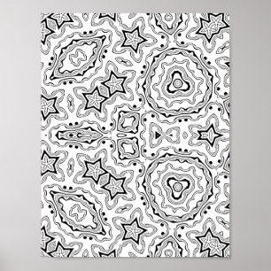 Organisches Kiesel-Mandala-Muster Malvorlage Kunst Poster