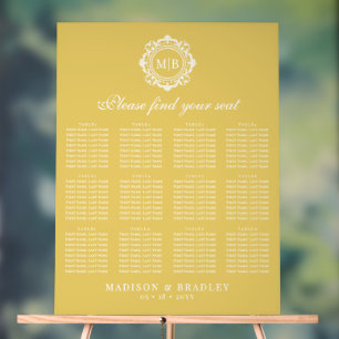 Organiser Floral Monogramme Mariage Or Carte de si