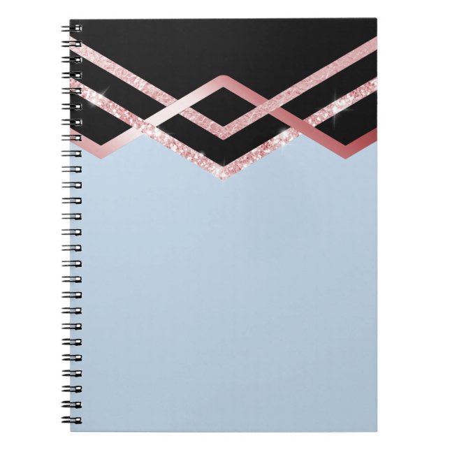 Organisiert werden ROSEGOLD Glitzer Black Deko Geo Notizblock (Vorderseite)