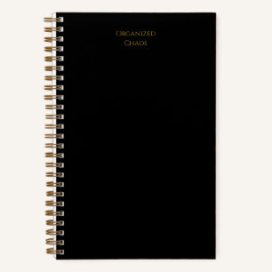 Organisiertes Chaos   Black & Gold Spiral Notebook Notizbuch