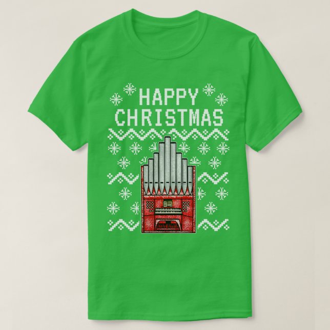 Organist Ugly Weihnachtskirchensorchester Musiker T-Shirt (Design vorne)