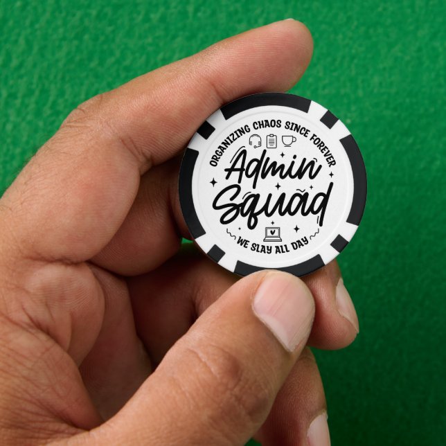 Organizing Chaos Funny Quote Admin Prof Day Squad Pokerchips (Hand)