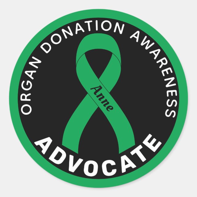 Organspende Advocate Ribbon Black Round Sticker (Vorderseite)