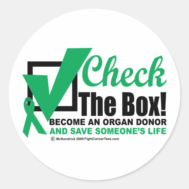 Organspender Karo Runder Aufkleber (Vorderseite)
