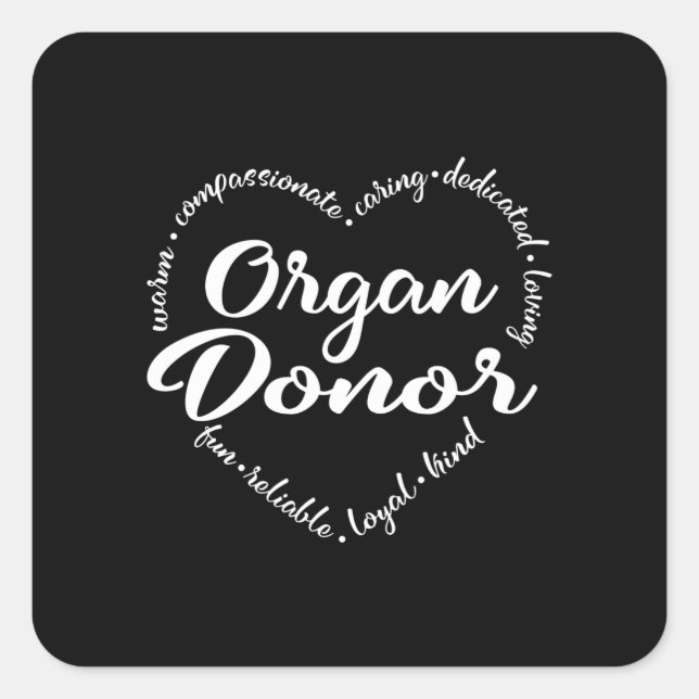 Organspender, Sensibilisierung für Organspenden Quadratischer Aufkleber (Vorderseite)