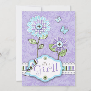Organza Blume Einladungskarte Lav