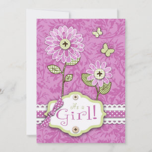 Organza Blume Einladungskarte Rosa