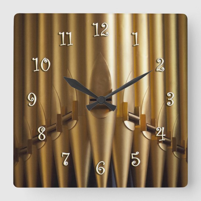 Orgelpfeife Quadratische Wanduhr (Vorderseite)