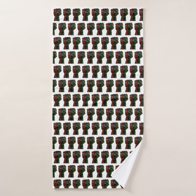 orgueil noir poing vert rouge pan drapeau africain (Serviette de bain)