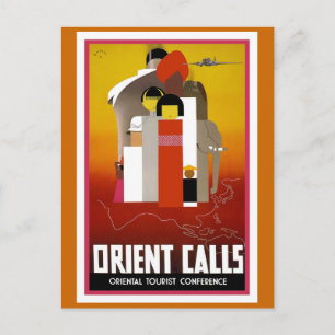 "Orient Calls" Vintage Travel Poster Postkarte
