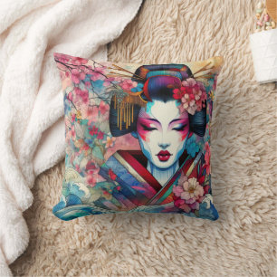 Oriental abstrakt Geisha sakura Blume tätowieren Kissen