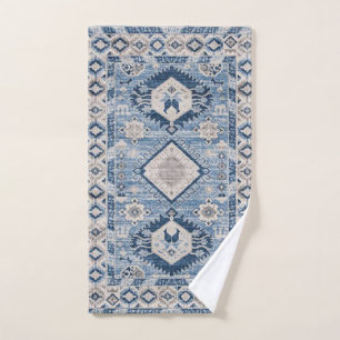 Oriental Antique Blue Kilim Rug Badhandtuch Set
