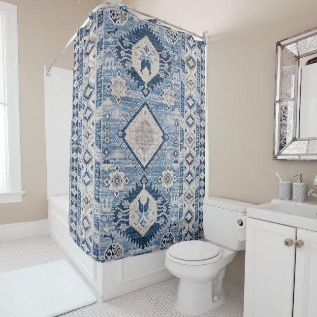 Oriental Antique Blue Kilim Rug Duschvorhang (Beispiel)