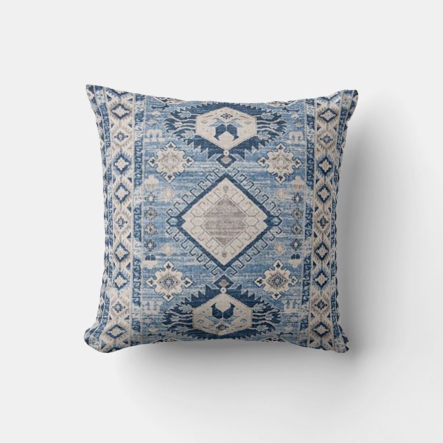 Oriental Antique Blue Kilim Rug Kissen (Vorderseite)
