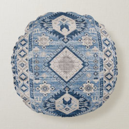 Oriental Antique Blue Kilim Rug Rundes Kissen