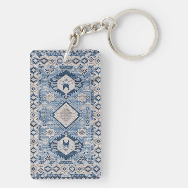 Oriental Antique Blue Kilim Rug Schlüsselanhänger (Rückseite)