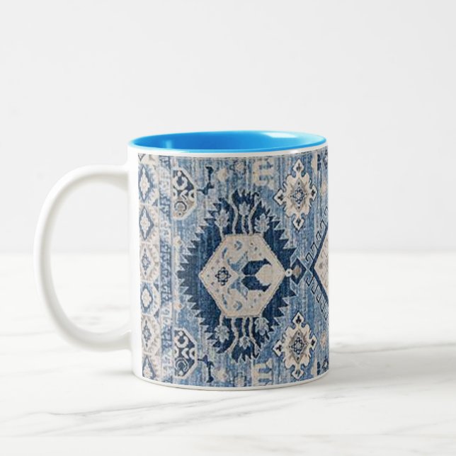 Oriental Antique Blue Kilim Rug Zweifarbige Tasse (Links)