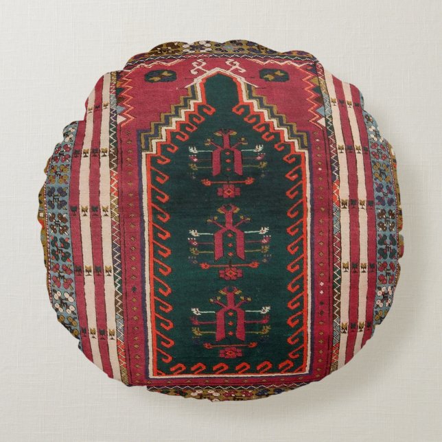 Oriental Antique Kilim Rug Rundes Kissen (Vorderseite)
