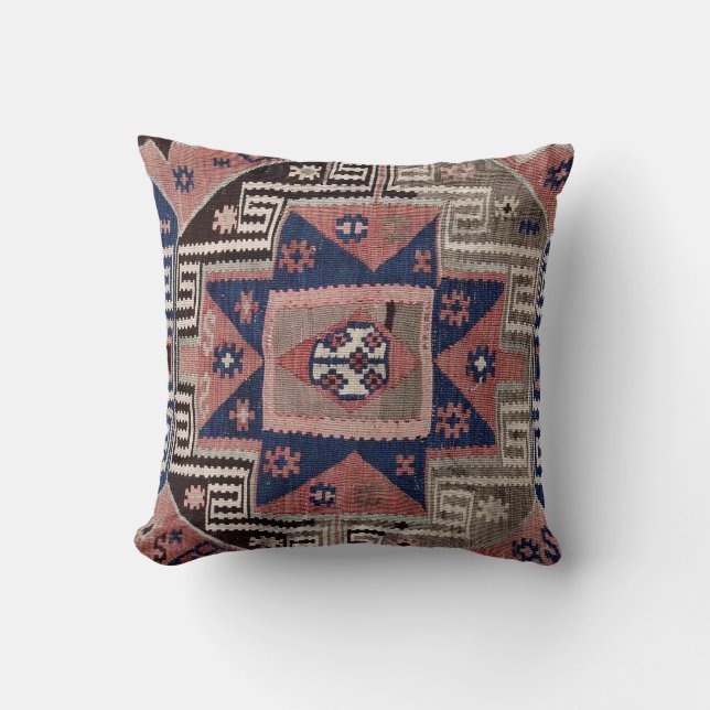 Oriental Antique Red Kilim Rug Kissen (Vorderseite)