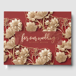 Oriental Art Deco Florals | Custom Foil Wedding Gästebuch