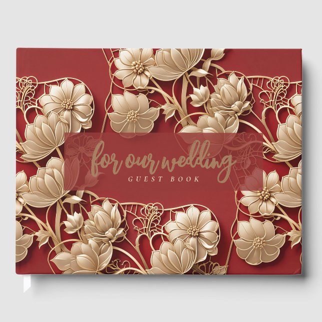 Oriental Art Deco Florals | Custom Wedding Gästebuch (Vorderseite)