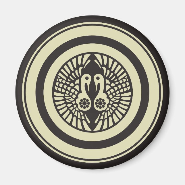 Oriental Beige Gray Ikko Ikki Japan Mon Vector Art Magnet (Vorne)