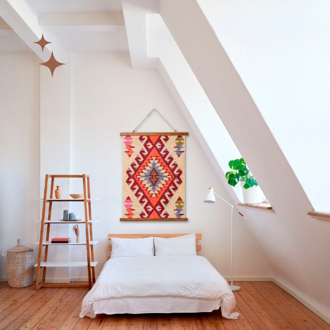 Oriental Beige Turkish Kilim Rug Wall Wandteppich Mit Holzrahmen (Von Creator hochgeladen)