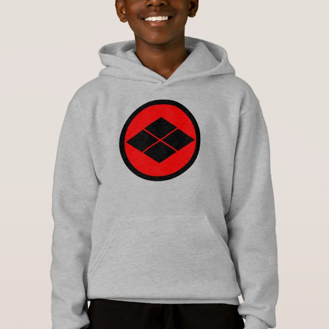 Oriental Black Red Takeda Japan Mon Vector Art Hoodie (Vorderseite)