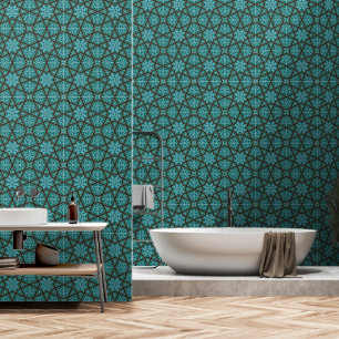 Oriental Blau Grau Arabisch Ägypten Geometrisches  Tapete