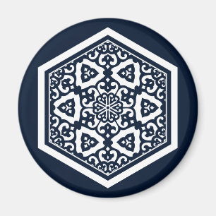 Oriental Blaue Weiße Osmanische Türkische Maßwerk- Magnet