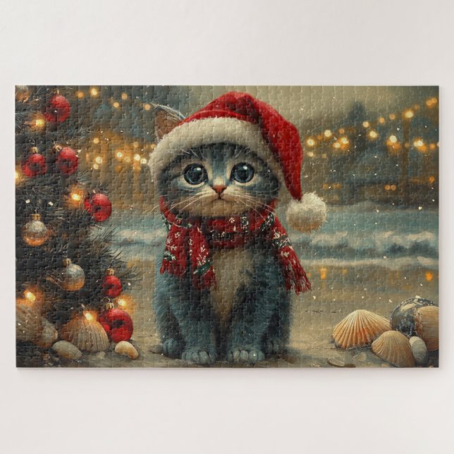Oriental Blue Cat Weihnachtsstrand Vintag (Horizontal)