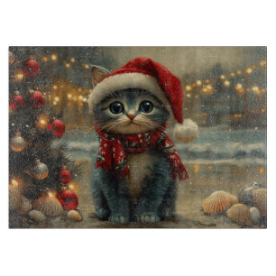 Oriental Blue Cat Weihnachtsstrand Vintag Schneidebrett