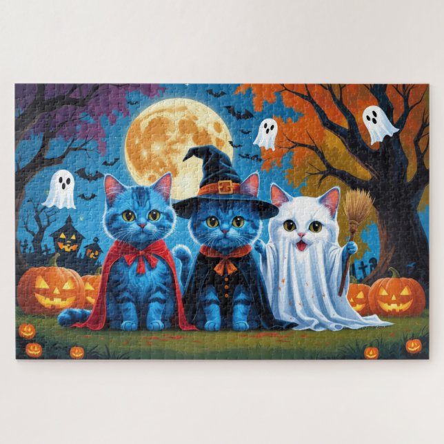 Oriental Blue Cats Pumpkin Halloween Funny (Horizontal)