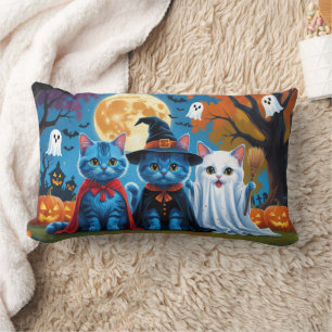 Oriental Blue Cats Pumpkin Halloween Funny Lendenkissen